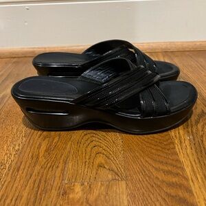 Cole Haan Black Platform Slide Sandals